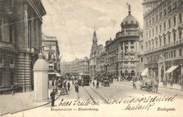 * T4 1909 Budapest VIII. Rákóczi út (Blaha Lujza Tér), Villamos, üzletek. Divald Károly 1. Sz. (fa) - Unclassified