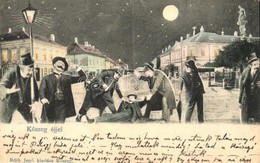 T2 1907 Kőszeg, éjjel. Humoros Részeges Montázs. Róth Jenő Kiadása - Unclassified