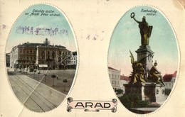 T3/T4 Arad, Színház épület Az Aczél Péter Utcával, Szabadság Szobor / Street View, Theater, Statue (fa) - Zonder Classificatie