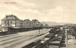 ** T1 Piski, Simeria; Vasútállomás, Tehervagonok. Adler Fényirda 1907. / Railway Station, Freight Wagons - Unclassified