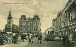 * T2/T3 Temesvár, Timisoara; Kossuth Lajos Tér, Villamos, Lovaskocsik, Templom, Adler Ignácz, Csendes és Fischer, Altmay - Ohne Zuordnung