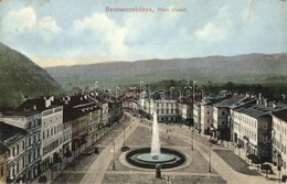 T2/T3 Besztercebánya, Banská Bystrica; Fő Tér, Fischer Alajos üzlete, Szökőkút. Kiadja Brichta József / Main Square, Sho - Ohne Zuordnung