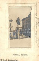 T3/T4 1905 Komárom, Komárno; Klapka Szobor, Kiadja Czike Dénes / Statue, Glued Photo (vágott / Cut) - Unclassified