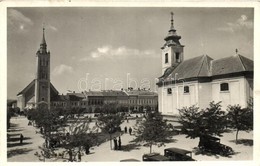 ** T2 Rimaszombat, Rimavska Sobota; Horthy Miklós Tér, Templom, Automobil / Square, Church, Automobile - Unclassified