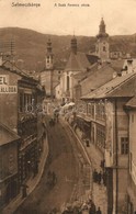 * T2 1912 Selmecbánya, Schemnitz, Banská Stiavnica; Deák Ferenc Utca, Szálloda és Kávéház. Joerges / Street, Hotel And C - Zonder Classificatie