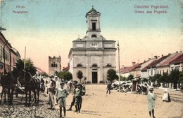 T2/T3 Tátra, Magas Tátra, Vysoké Tatry; Poprád, Fő Tér, Templom, Piac / Hauptplatz / Main Square, Church, Market Vendors - Unclassified