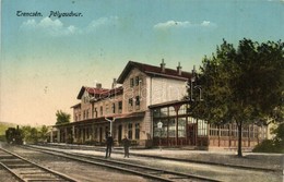 T2 Trencsén, Trencín; Vasútállomás, Gőzmozdony / Bahnhof / Railway Station, Locomotive - Zonder Classificatie