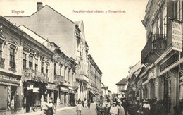 ** T1/T2 Ungvár, Uzshorod, Uzhorod; Nagyhíd Utca A Drogériával (gyógyszertár), Güntzler Henrik, Goldstein Miksa üzlete,  - Non Classificati