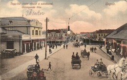 T2/T3 Ungvár, Uzshorod, Uzhorod; Nagy Híd Utca, Színház, üzletek. Kiadja Steinfeld Dezső / Street View, Theater, Shops ( - Sin Clasificación