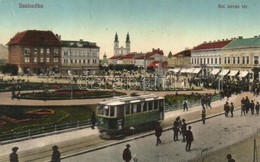 T2 Szabadka, Subotica; Szent István Tér, Villamos, Piac, üzletek / Square, Market, Tram, Shops - Unclassified
