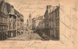 T2 1903 Graz, Murplatz / Square, Horse-drawn Tram, Shops - Unclassified