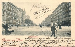 T2/T3 1900 Vienna, Wien I. Schottenring / Street, Tram, Dog (kis Szakadás / Small Tear) - Unclassified