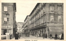 T2/T3 Trieste, Trieszt; Via Roma, Pietro Ma. / Street View With Shops, Automobile  (EK) - Ohne Zuordnung