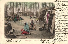 T2/T3 1902 Cigányok. Kézzel Festve / Zigeuner. Handcolorit / Gypsy Camp. Hand-coloured (EK) - Non Classificati