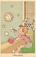 T2/T3 Ábrándozás / Hungarian Humorous Graphic Postcard, Bored Boy Daydreaming (EK) - Unclassified