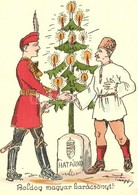 ** T2 Boldog Magyar Karácsonyt! Határkő / Hungarian Irredenta Christmas Greeting Art Postcard S: Pálffy - Ohne Zuordnung