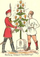 ** T2 Boldog Magyar Karácsonyt! Határkő / Hungarian Irredenta Christmas Greeting Art Postcard S: Pálffy - Non Classés