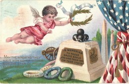 T2/T3 In Memoriam To Those Brave Souls Who Gave Their Lives For Their Country. American Patriotic Art Postcard With Flag - Unclassified