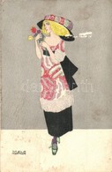 T2/T3 Art Nouveau Lady. B.K.W.I. 746-3. S: Mela Koehler (Rb) - Zonder Classificatie