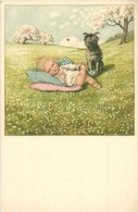 ** T2 Child With Dog In The Garden; A. R. Nr. 1356. S: Pauli Ebner - Ohne Zuordnung