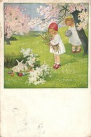 T2/T3 Easter Greeting, Children With Rabbits In The Garden; M. M. Nr. 1209. S: Pauli Ebner (EK) - Ohne Zuordnung