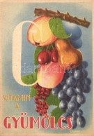 ** T2/T3 C Vitamin A Gyümölcs! Magyar Egészségügyi Propaganda, C-vitamin Táblázat A Hátoldalon / Hungarian Health Campai - Ohne Zuordnung
