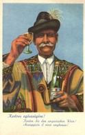 ** T1 Kedves Egészségére! Magyar Bor Reklámlap, Folklór / Hungarian Wine Advertising Propaganda, Folklore S: Pálinkás Gy - Non Classés