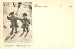 ** T2 ~1899 Gruss Aus... Wintersportverlag Berlin SW. Schneeschuhe, Rennwölfe Etc. - Illustr. Prospect Gratis / Winter S - Zonder Classificatie