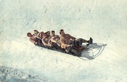 ** T2 Bobsleigh-Rennen. In Vollen Fahrt / Winter Sport, Bobsleigh Race. Four-men Controllable Bobsleigh In Full Speed - Unclassified