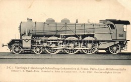 ** T2/T3 2-C-1 Vierlings-Heissdampf-Schnellzug-Lokomotive D. Franz. Paris-Lyon-Mittelmeerbahn. Erbaut V. D. Masch.-Fabr. - Ohne Zuordnung