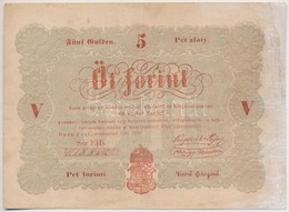 1848. 5Ft 'Kossuth Bankó' Vörösesbarna Nyomat T:III Bankjegy Oldalán Elszíneződés
Adamo G109 - Non Classés