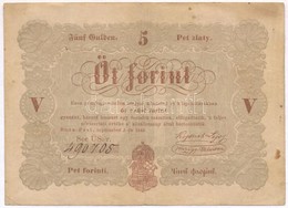 1848. 5Ft 'Kossuth Bankó' Barna Nyomat T:III 
Adamo G109A - Unclassified