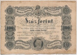 1848. 100Ft 'Kossuth Bankó' T:III-,IV
Hungary 1848. 100Ft 'Kossuth Banknote' C:VG,G 
Adamo G114 - Ohne Zuordnung