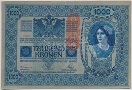 1902. 1000K Függőleges 'Deutschösterreich' Felülbélyegzéssel, Mindkét Oldala Német T:III - Non Classificati