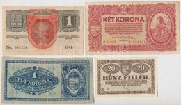 1916. 1K Kék, Vízszintes 'Deutschösterreich' Felülbélyegzéssel + 1920. 2f + 1K + 2K T:II-III - Zonder Classificatie