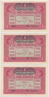 1917. 2K (3x) Közeli Sorszámok, Mindhárom 'Deutschösterreich' Felülbélyegzéssel T:I,I- - Zonder Classificatie