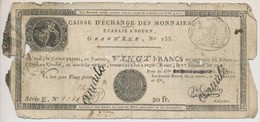 Franciaország / Rouen 1797-1803. 20Fr 'annulé (érvénytelen)' Felülbélyegzéssel T:IV France 
Rouen 1797-1803. 20 Francs ' - Zonder Classificatie