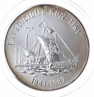 Kuba 1987. 5P Ag 'A Kon-Tiki Expedíció'  Eredeti Tokban T:BU Kis Patina
Cuba 1987. 5 Pesos Ag 'The Kon-Tiki Expedition'  - Zonder Classificatie