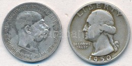 Vegyes: Amerikai Egyesült Államok 1950D 1/4$ Ag 'Washington' + Ausztria 1915. 1K Ag 'Ferenc József' T:2-,2
Mixed: USA 19 - Unclassified