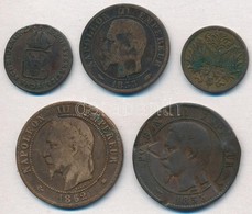 5db Klf Réz- és Bronzpénz Tétel, Közte Franciaország / Második Császárság 1862A 10c Br 'III. Napóleon' T:2-,3,3-
5pcs Of - Unclassified