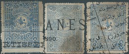 Turchia Turkey Ottomano Ottoman Revenue Stamps, Three Values From 2pa Overprinted, Used - Oblitérés