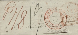 1824 -letter From BELFORD To Aurillac ( France ) Entr. Red ANGLETERRE PAR CALAIS - ...-1840 Precursori