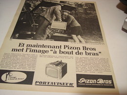 ANCIENNE  PUBLICITE TELEVISION PORTAVISEUR DE PIZON BROS 1966 - Plakate & Poster