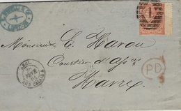1864-letter From London Office 4  Fr. Y & T N° 25 ,  4 Pence Pl. 4 - Covers & Documents