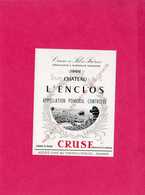 Etiquette Vin, Château L'Enclos, Appellation POmerol Contrôlée, 1966, Cruse, Format Fillette - Lots & Sammlungen