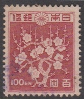 Japan Scott 361 1945 Plum Blossoms 100y Brown Violet, Used - Oblitérés