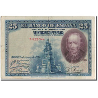 Billet, Espagne, 25 Pesetas, 1928, 1928-08-15, KM:74a, TB - 1-2-5-25 Pesetas