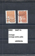 Variété De 2002 Oblitérés Y&T N° 3447+b Orange Extra Pâle - Usados
