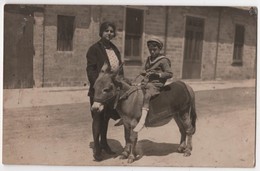 Carte Photo Enfant Sur Un Ane - Anes