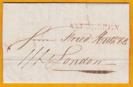 1828 (reign Of William 1st) Letter With 2 Page Text From Antwerpen Anvers To London, Londres, England, Angleterre - 1815-1830 (Periodo Olandese)